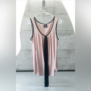 Bobeau Pink Tan Tie Front Tank Top